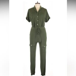 Brigitte Brianna Sexy Modest Olive Green Cargo Jumpsuit